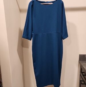 Calvin Klein Teal Midi Dress with Boatneck